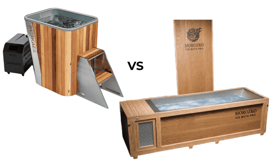 Spire Elite cedar cold plunge vs Morozko Forge stainless steel ice bath side by side comparison